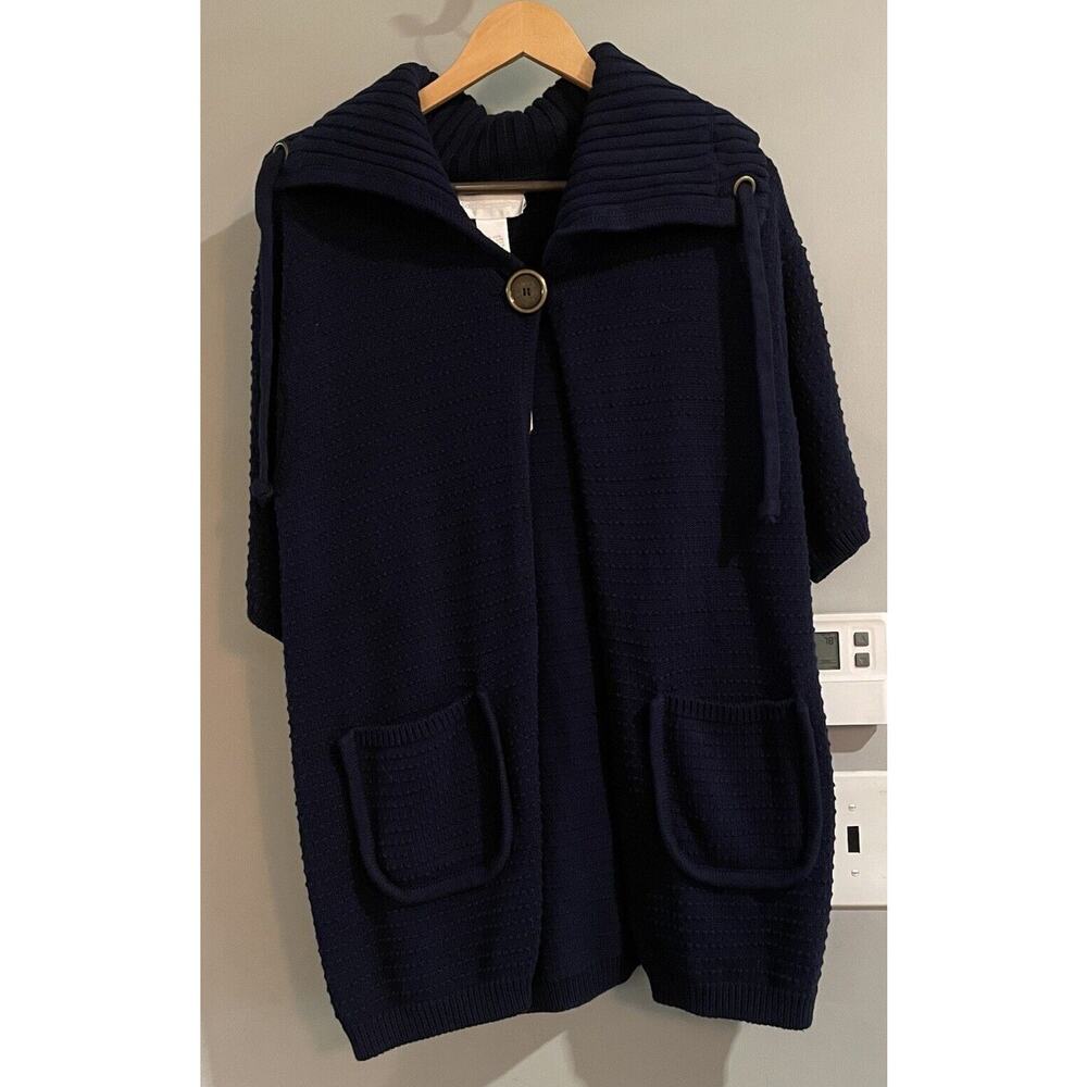 Soft Surroundings Sweater Cardigan Cotton Chunky Knit Short Sleeve Small New